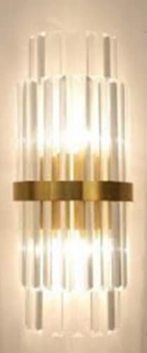Image of Sanleen Modern Crystal Wall Light | Luxury Glass Wall Sconce Lamp for Living Room, Bedroom, Dining Room & Hallway | Gold Finish Decorative Wall Light Fixture | Premium Home Decor Lighting