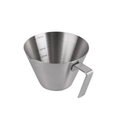 Vaso medidor espresso acero inoxidable 100 ml con asa miniatura 1