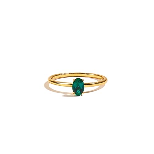Bague de mariage or jaune et émeraude ovale, le cadeau de graduation idéal
