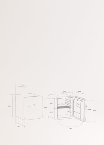 Create / Retro Fridge 50 Cobalto/Frigorifero Verde Salvia Con Maniglia Blu Cobalto / 85W, Minibar, Un Ripiano, Design Retro, 50 Cm, Due Mensole, Capacità Di 48L, Basso Consumo, 50X44X49,8 Cm - 6