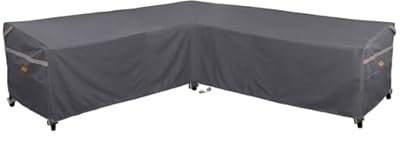 Garden Balsam Heavy Duty Waterproof Patio Furniture Covers,Fade Resistant Outdoor Sofa Covers V-Shaped Sofa Cover 85" W (on Each Side) x 33" D x 31" H Dark Grey