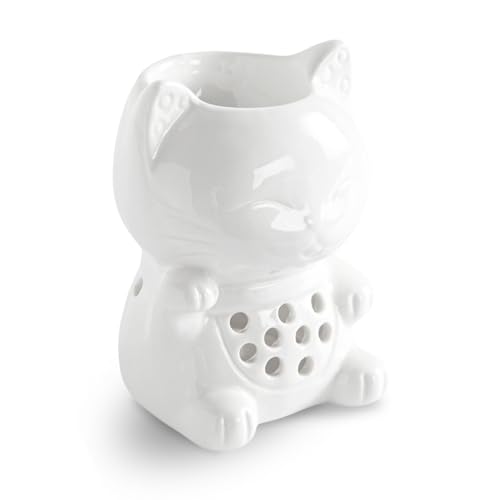 Brûle-Parfum Céramy Tommy - Objet Artisanal Porte-Bonheur Multifonction -Aromathérapie Facile - Brûleur Fondant parfumé - Déco Chat Maneki-Neko -...