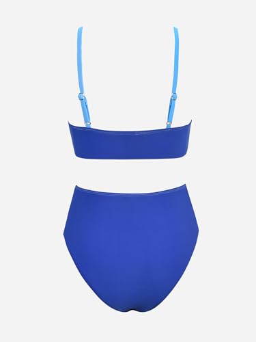 Image of CUPSHE Women's Bikini Sets Two Piece Swimsuit High Waisted V Neck Twist Front Adjustable Spaghetti Straps Bathing Suit