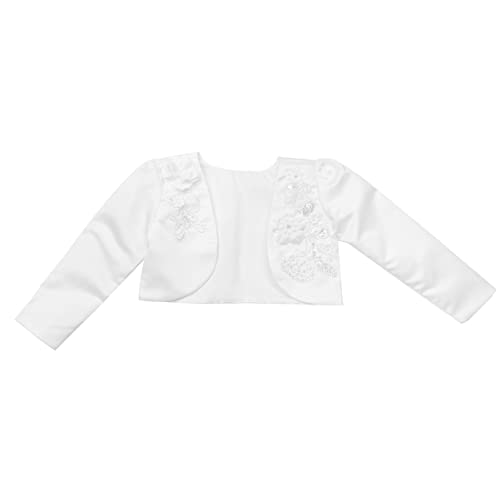 Kids Flower Girls Bolero Shrug Long Sleeve Wedding Dress Cover Up Sequin Lace Embroidery Princess Cardigan2