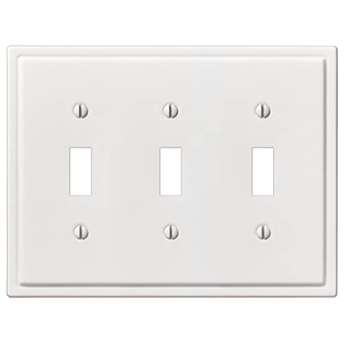 Plaque murale 3 bascules Amerelle 148TTTW en acier blanc pour interrupteur triple - 2