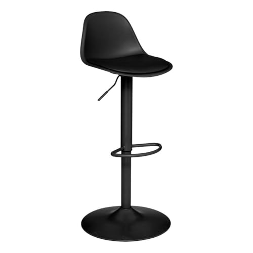 Atmosphera - Tabouret De Bar Aiko Noir, Style Scandinave - Hauteur Réglable, Assise Confortable, avec Repose-Pieds - pour Cuisine, Ilot Central