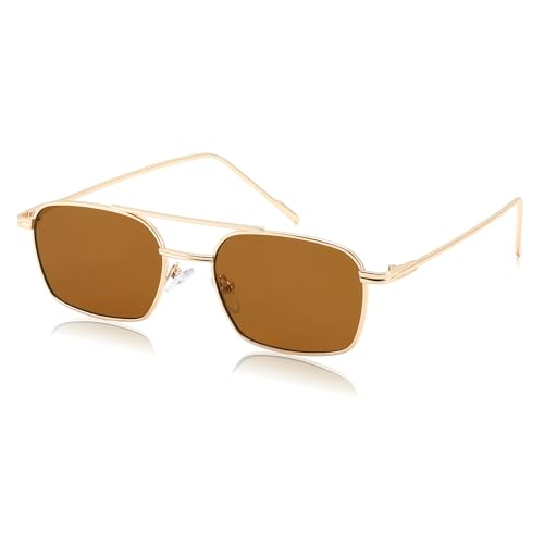 FEISEDY Fashion Square Aviator Sunglasses Women Men Trendy Retro Metal Frame Sun Glasses Candy Color Lens B1036