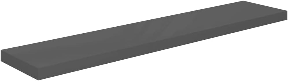 vidaXL Floating Wall Shelf - 47.2"x9.3"x1.5" High Gloss Gray - Durable MDF and Metal Frame - Easy Assembly Invisible Mounting - Modern Home Decor