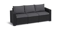 Allibert Amazon California 3-Sitzer anthrazit, Version 2022 - Rattanoptik, wetterfest, Garten, Outdoor