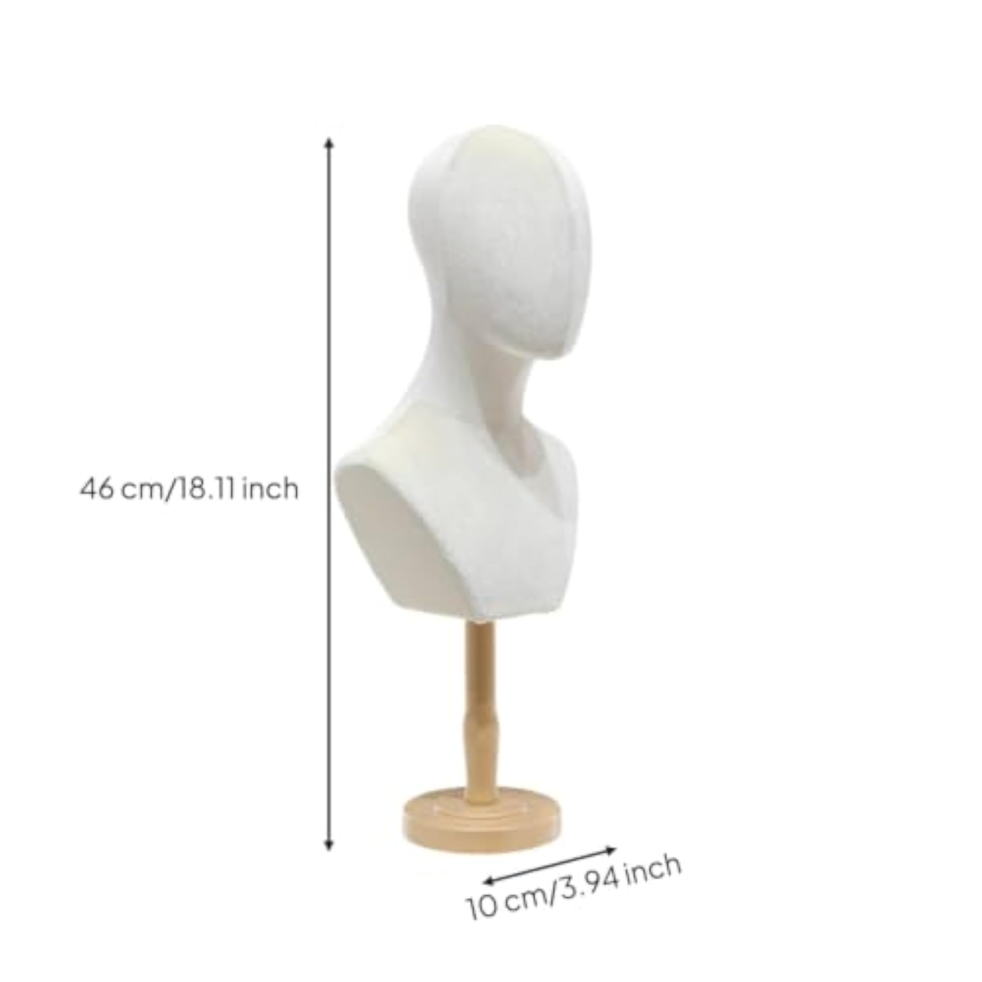 Textile-Covered Freestanding Head Hairpiece Stand