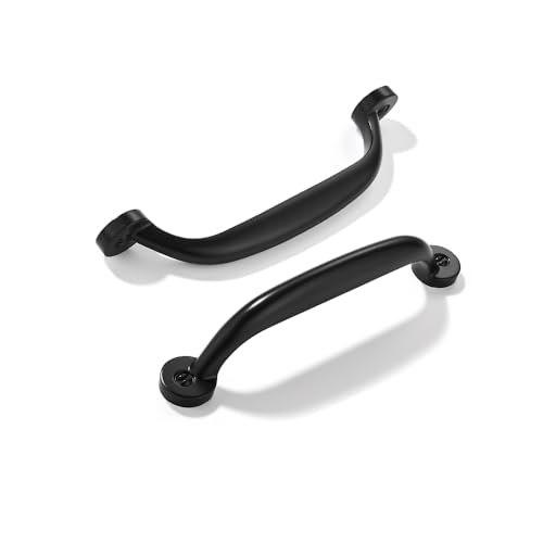 CABDM 2 Pack 4 inch Hole Center Matte Black Cabinet Pulls - Heavy Duty Solid Drawer Hardware Handles Kitchen Vanity Bathroom Handles