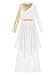 ranrann Women 2 Pcs Praise Dance Outfit Metallic Block Asymmetric Hem Dress Wide-Leg Pants Worship Liturgical Dancewear White Medium