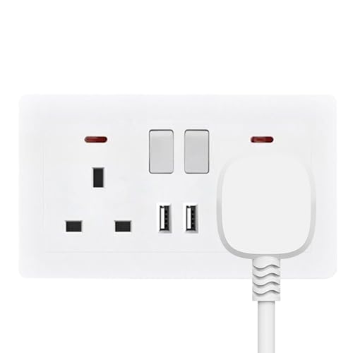 Enchufe Eléctrico,Tomas de Corriente - Adaptador Doble con 2 Puertos USB Cargador para Hogar Dormitorio Baño Cocina Exterior