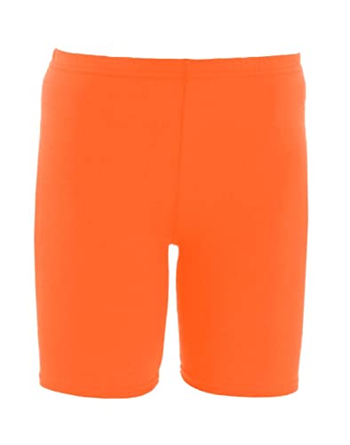 janisramone Niñas niños nuevo liso elástico baile gimnasia deportes PE escuela juego verano ciclismo pantalones cortos, naranja, 4-5 Años Cover