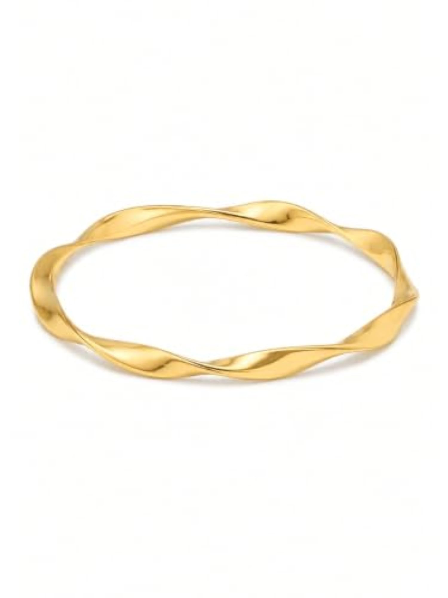 Gold Twisted Style Stainless Steel Bangle for Women