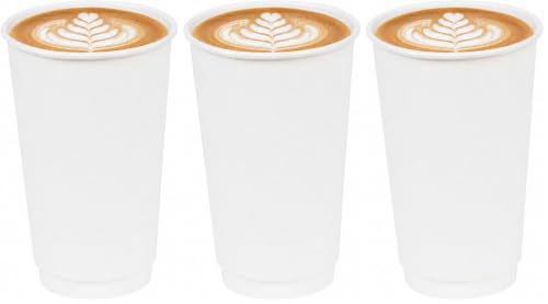 Image of Restaurantware 16 Ounce Disposable Coffee Cups 25 Double Wall Hot Cups For Coffee - Lids Sold Separately Rippled Wall White Paper Insulated Coffee Cups For Coffee Hot Chocolate Tea And More