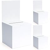 3 Pcs Cardboard Ballot Box, 5.9 x 5.9 x 11.8 Inch Suggestion Boxes with Slot, Cardboard Donation Box for Fundraising, White Glossy Raffle Boxes with Removable Header for Collecting Card Voting Contest