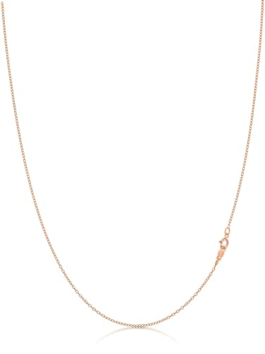 KEZEF collar de cadena de oro rosa para las mujeres, 1,3 mm de plata cadena de cable, 18 pulgadas, con cierre de anillo de resorte, de fabricación italiana