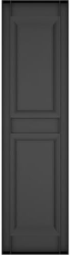14 3/4"W x 55"H Lifetime Vinyl, Standard Two Equal Panels, Raised Panel Shutters, w/Installation Shutter-Lok's & Matching Screws (Per Pair), Black - 4