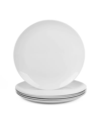 LaGlint 7.5 inch Appetizer Plate Set of 6, Lightweight Opal Glass Round White Salad Plates for Dessert Kitchen, Dishwasher and Microwave Safe