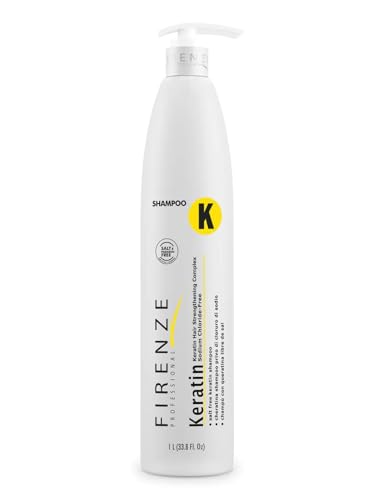 Firenze Professional Keratin Shampoo 1 Liter (33.8 oz) Salt Free Smoothing & Hydrating Hair Care for Soft Manageable Hair