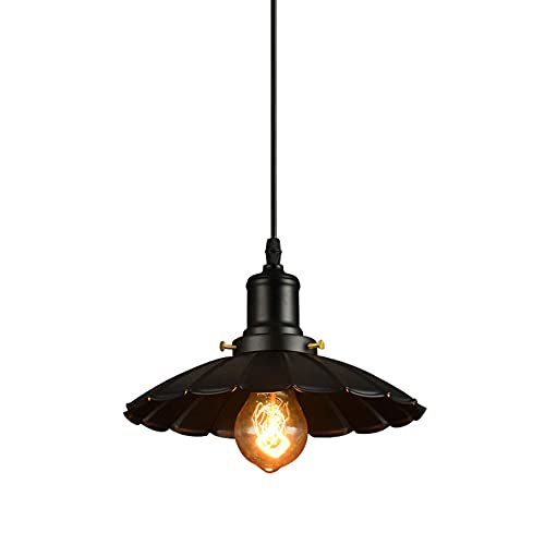 Suspension industrielle noire en fer forgé rétro à tête unique pour bar - 2
