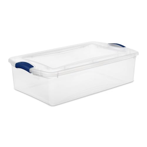 32 Quart Clear Plastic Latching Storage Bin with Lid | Transparent Lid & Bin, Stackable Design, Under Bed Storage, Secure Latch Closure, 61x41x18 cm External