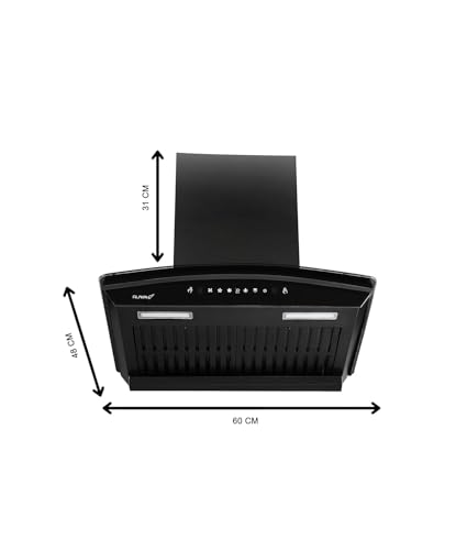Image of Ruwa Rave 60 Auto Clean Filterless Kitchen Chimney, 60cm, 1250 m /hr Suction Power, Curved Glass Design, Motion Sensor, Touch Control, Installation Kit Included, 7-Year Motor Warranty