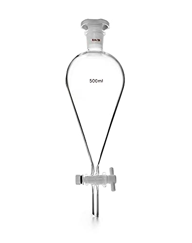 QWORK 500ml Separating Funnel with 24/29 Joints and PTFE Plug