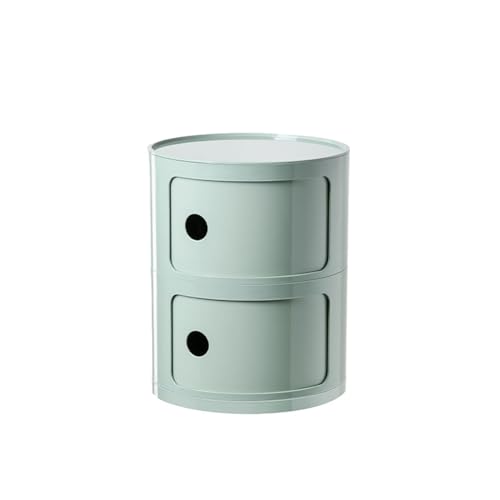 Moderno Stile Nordico Bianco Circolare Comodino con 2 Strati Colore Verde Chiaro Design Creativo Mini Armadietto Laterale Internet Celebrità Preferito