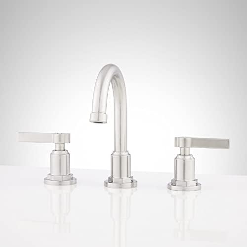 Signature Hardware 447887 Greyfield 1.2 GPM Widespread Bathroom Faucet with Metal Lever Handles and Pop-Up Drain Assembly