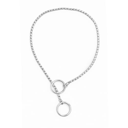 Image of Heavy Duty Choke Swivel Metal Dog Chain - Durable Training Collar with Strong Links & 360 Swivel for Medium & Large Dogs (Snake Chain 49cm /4 MM - Silver)