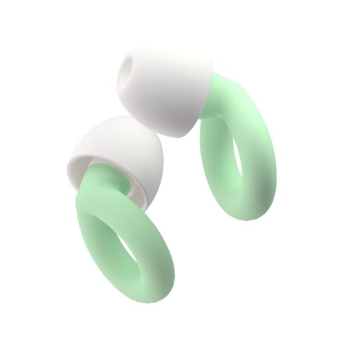 ORANDNOT Silicone Ear Plugs for Noise Reduction, Reusable Ear Plugs for Sleeping Noise Cancelling, Concerts, Motorcycle, Travel & Hearing Protection NRR 33dB - 8 Ear Tips in XS/S/M/L, Green