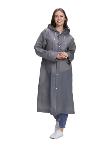 welsberg 1x poncho impermeabile con cappuccio e maniche impermeabili riutilizzabili per adulti unisex, taglia unica, Giacche resistenti all'acqua, argento