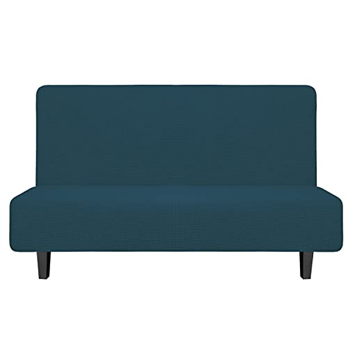 Image of Easy-Going Stretch Medium Futon Slipcover Armless Futon Cover Deep Teal
