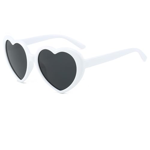 Armear Women Fashion Oversized Heart Sunglasses Lady Girl Retro Cute Love Shaped Large Plastic Eyeglasses White