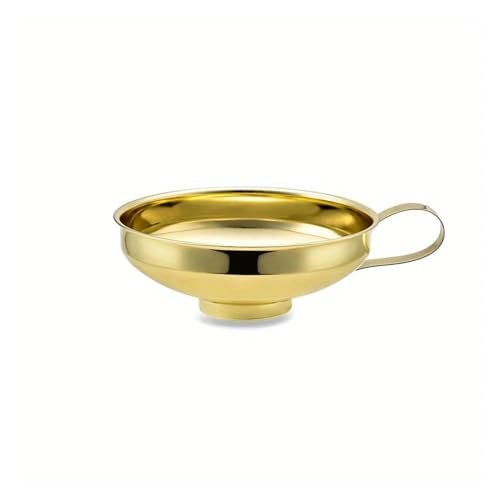 Embudos de cocina, embudos pequeños de metal, 1 embudo de boca ancha de acero inoxidable chapado en oro, espeso, for ensaladas, salsas, embudo de gran calibre, for escurrir mermeladas y aceite.
