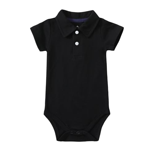 Image of ROMPERINBOX Newborn Baby Boy Collared Onsies Polo Shirt Bodysuit Pique Solid Color Mesh Bubble Short Sleeve Romper Clothes