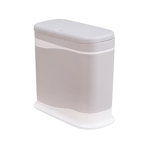 Poubelle de cuisine grise grande capacité avec couvercle pour salon et maison