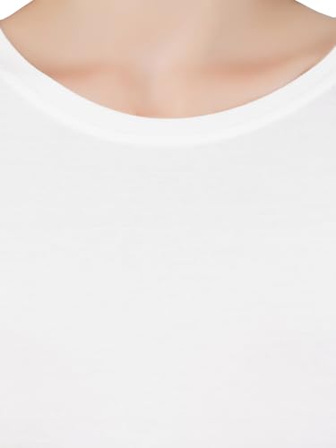 Image of DYCA Women Round Neck Full Sleeves T-Shirt, Cotton Regular Fit, Solid Comfortable Tshirt (Pack of 2, White)