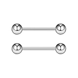 SQKXKLCZ 2pcs G23 Titanium 4mm Ball Nipple Rings Tongue Rings14G Straight Barbells Piercing JewelryBarbell Eyebrow Internally Threaded Tongue Piercing 20mm