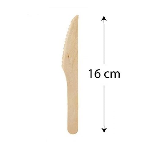 VIRSUS 500 Coltelli in Legno di Betulla, Posate monouso biodegradabili compostabili 100% Naturale, coltello bio lunghezza 16 cm