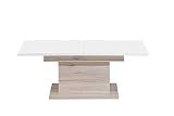 FORTE Coffee Tables Mesa de centro, derivado de madera, blanco brillante, 120 x 45,1 x 70 cm