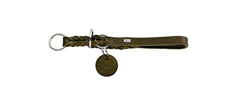 HUNTER Dressurhalsung SOLID EDUCATION, Farbe: oliv, besonders belastbares Leder, handgeflochten, mit Stoppring, Made in Germany, Größe: M