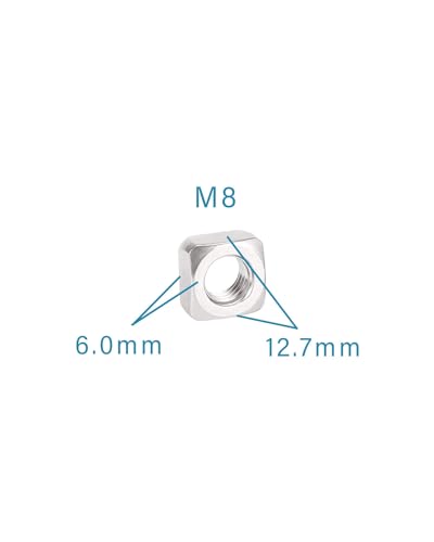 Image of M8-1.25 Square Nuts - IMScrews 304 Stainless Steel Square Nuts - Durable Fasteners for Home Repairs and Professional Engineering Pack of 25
