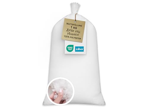 BeyQ® Füllwatte - 300g - flauschiges Füllmaterial in praktischer Stofftasche- Watte - 95°C waschbar & trocknergeeignet - für Kuscheltiere, Kissen, etc.