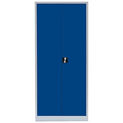 Foto von 2X Flügeltürenschrank komplett montiert 1800x800x380mm Metallschrank abschließbar blau Stahlblech Lagerschrank Aktenschrank Büroschrank Werkzeugschrank 4 Fachböden 530331