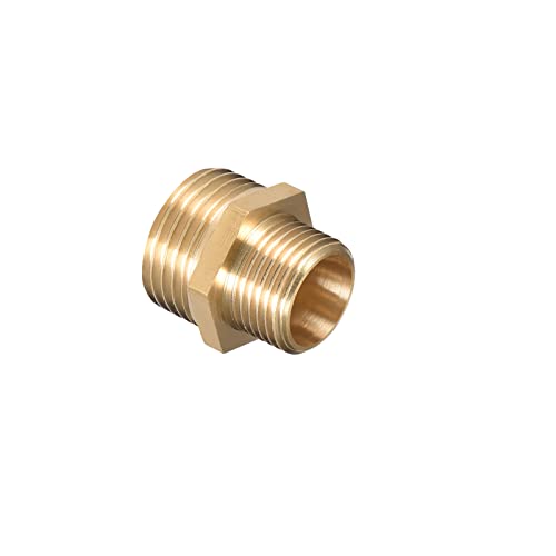 M METERXITY Außengewinde Rohrleitung Fitting - Sechskant G3/8 x G1/2 Außengewinde Rohrleitung Fitting Schnell Kuppler Adapter Anwendung Luft Rohr Luft Kompressor (8mm Gold Ton)
