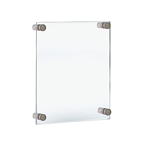 Azar Displays 105508 Floating Acrylic Wall Frame with Silver Stand Off Caps:11" x 17" Graphic Size. Overall Frame Size: 15" x 21"