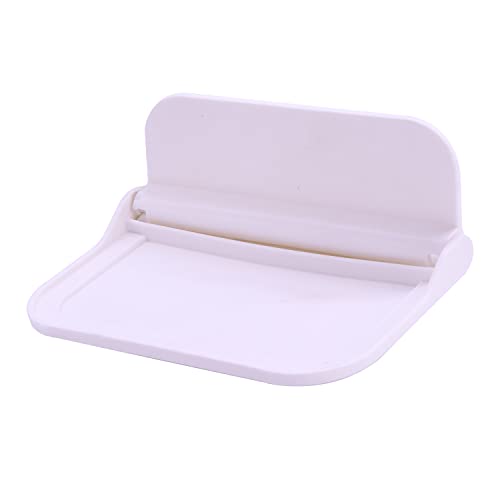 Noilk White Hanging Bathroom Wall Floating Shelves, Phone Holder Shelf for Dorm Wall Decor, Plastic Foldable Adhesive Board Cubicle Storage, Temporary Organizer for Bedroom (S)